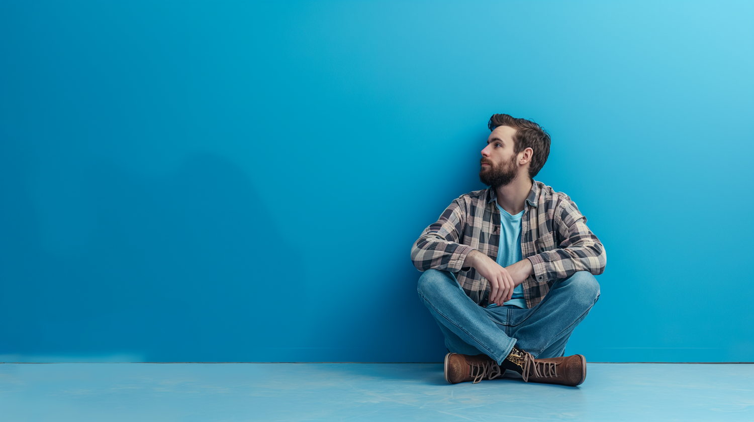A man deep in thought, considering reaching out for mental health support despite the societal stigma and internal resistance associated with vulnerability.