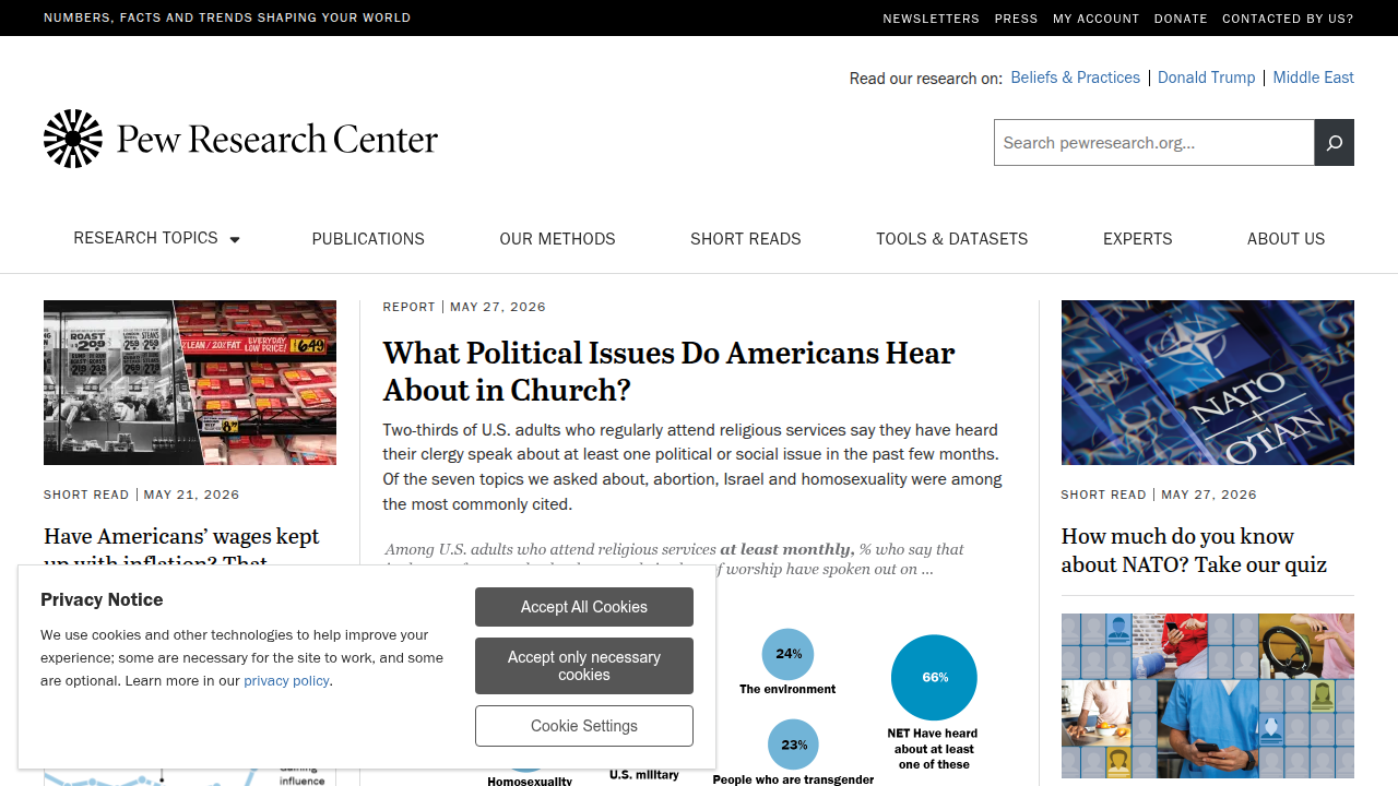 The Pew Research Center website, a source for data and insights on social and demographic trends.