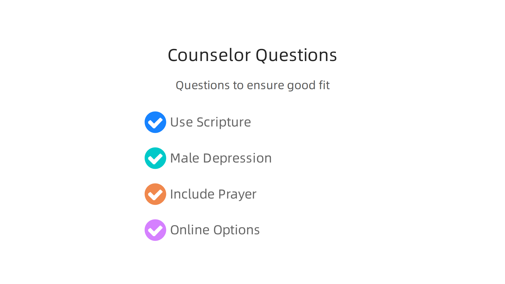 Important questions to consider when interviewing potential Christian counselors to ensure a good fit.