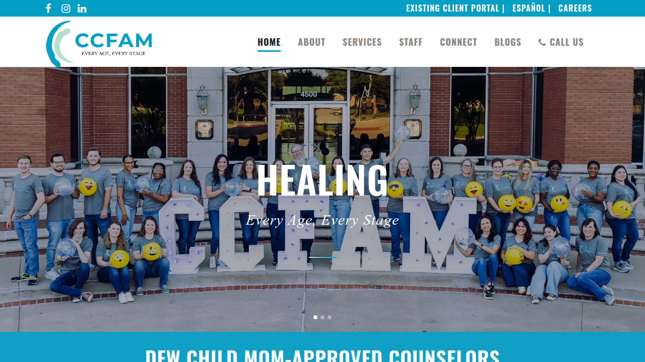 Homepage of CCFAM, a resource that integrates Christian faith with mental health support.