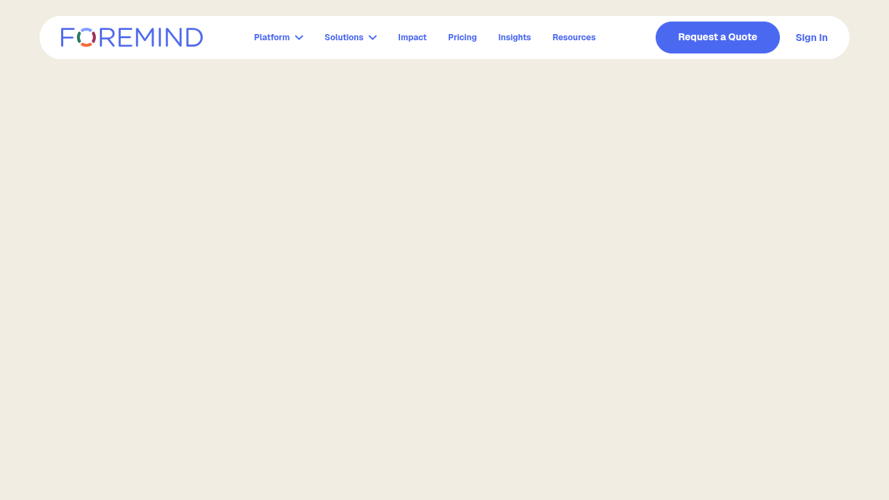 The homepage of ForeMIND, a resource providing insights and statistics on men's mental health.