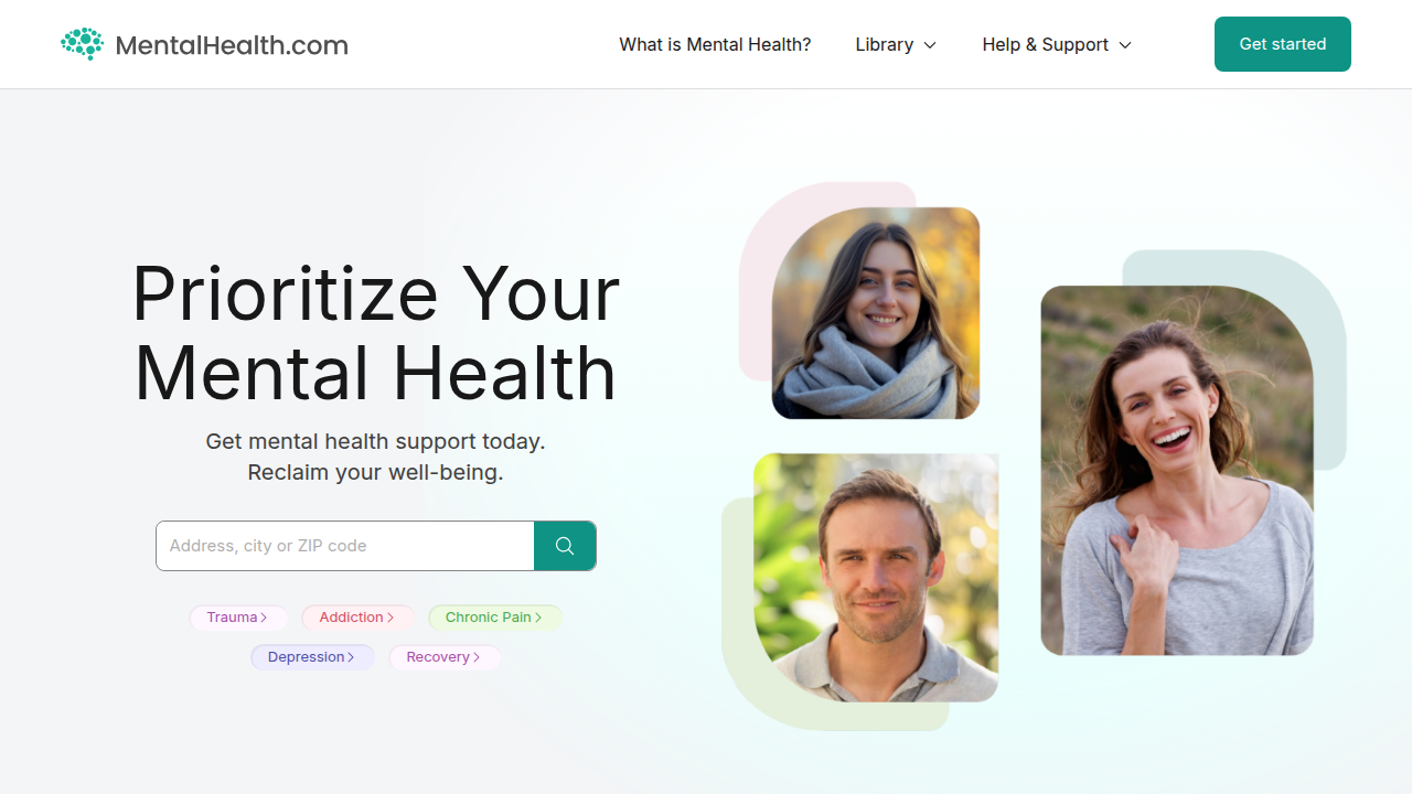 Screenshot of MentalHealth.com, a comprehensive library for mental health information including the DSM.