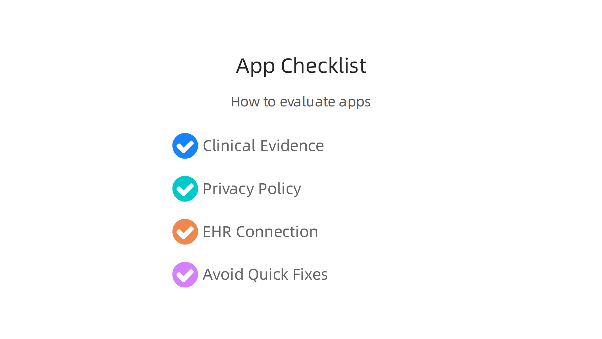 An infographic providing a practical checklist for evaluating and selecting a safe and effective mental health app.