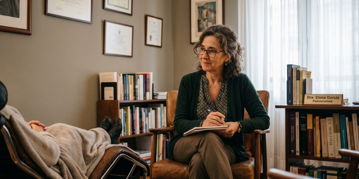 A therapist actively listening to a male patient, illustrating the crucial first step of diagnosis through open conversation in a calm setting.